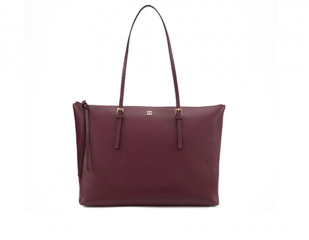 Maxi shopper in pelle color burgundy