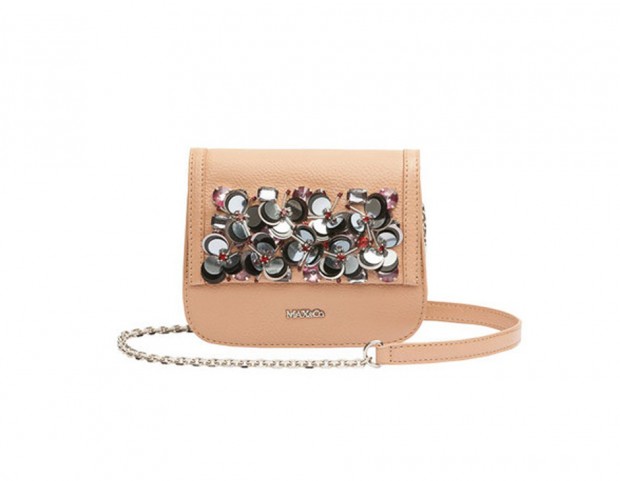 Mini bag color cipria con applicazioni preziose