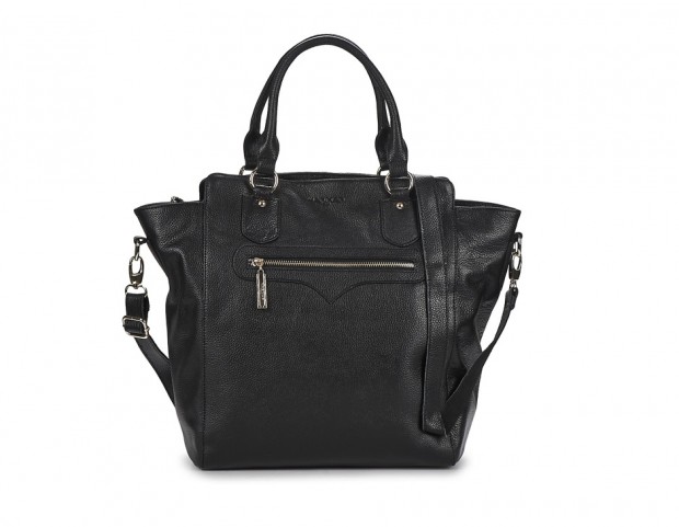 Maxi bag con manici in pelle total black