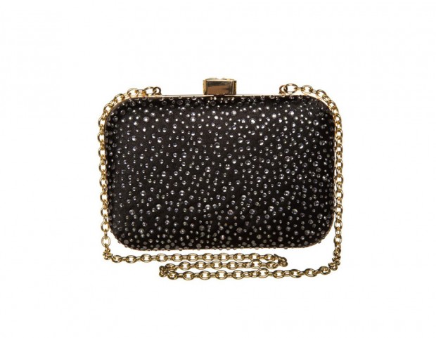Clutch elegante con brillanti e dettagli oro