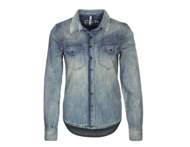 Camicia di jeans con lavaggio effetto vintage