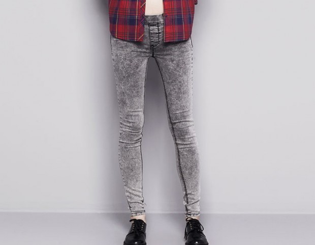 Jeggings grigio effetto stone washed