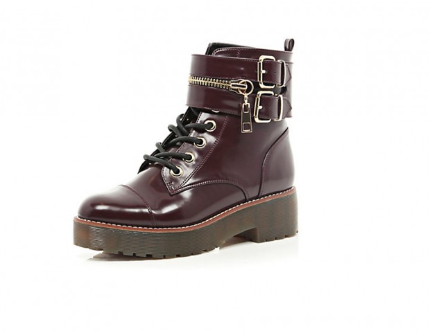 Trekking boots color burgundy con fibbie
