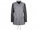 Grigio con colletto e maniche in pelle