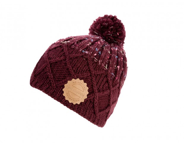 Berretto in lana bordeaux con pon pon