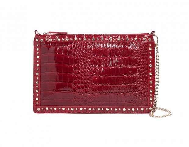 Clutch in fake snake con borchiette
