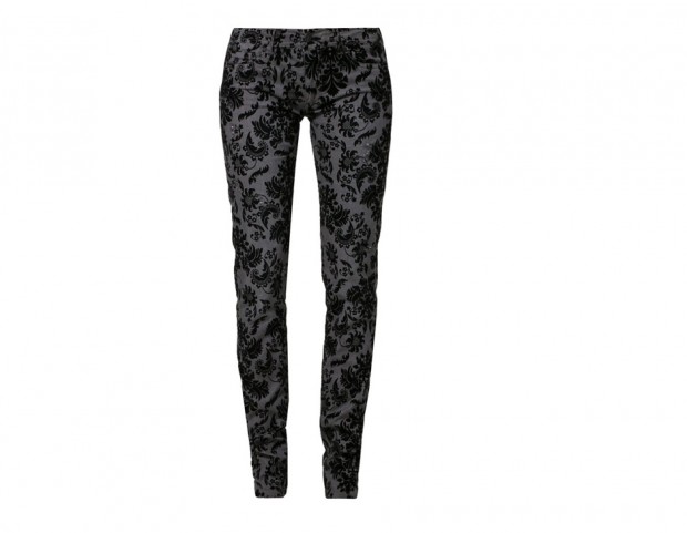 Skinny, con ricami in broccato a rilievo