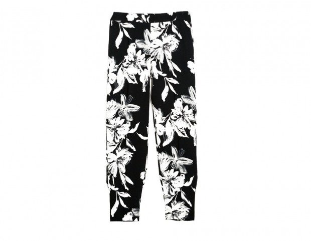 Midi black&white con stampa floreale