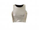 Crop-top stretch, in pelle silver
