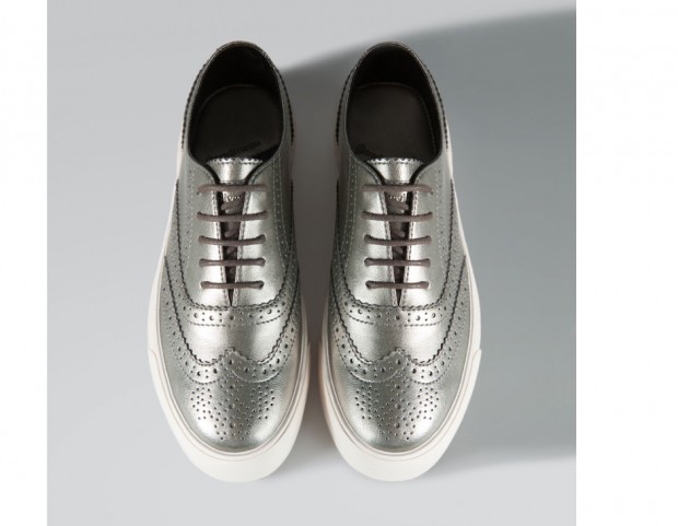 Stringate flatform in pelle silver