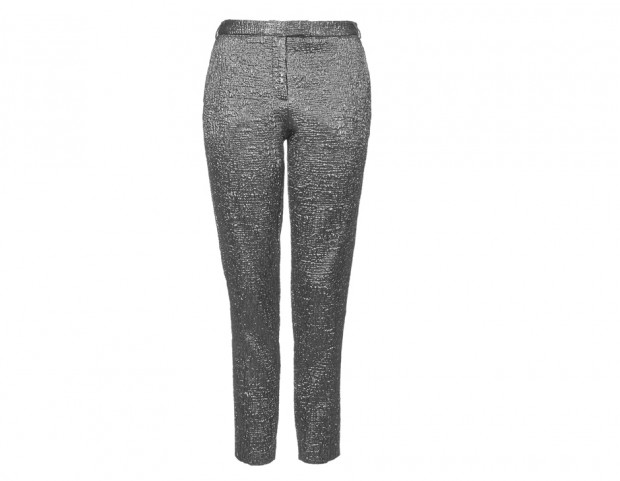 Pantaloni stretch in pelle silver