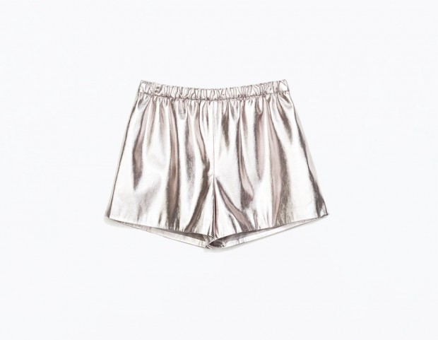 Shorts in pelle effetto metallizzato