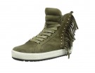 Sneakers in suede con frange e micro borchie