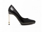 Killer heels in pelle con tacco a spillo dorato