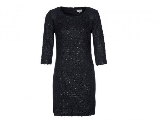 Vestito stretch in tessuto con dettagli lurex e maniche a tre quarti