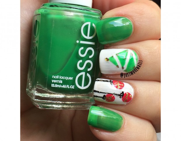 Verde, rosso e bianco per la manicure natalizia