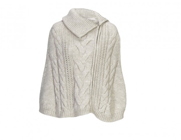 Poncho tricot con allacciatura asimmetrica