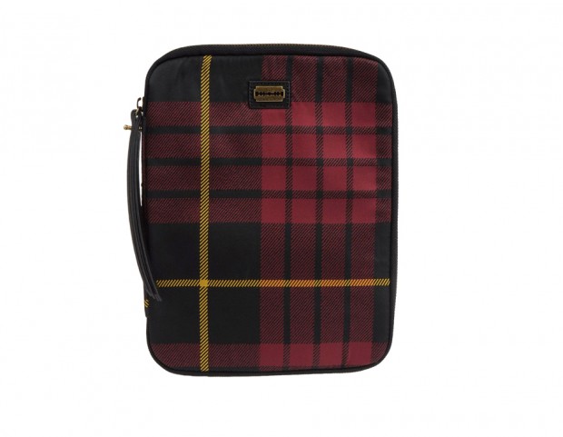 Porta iPad foderato a stampa tartan