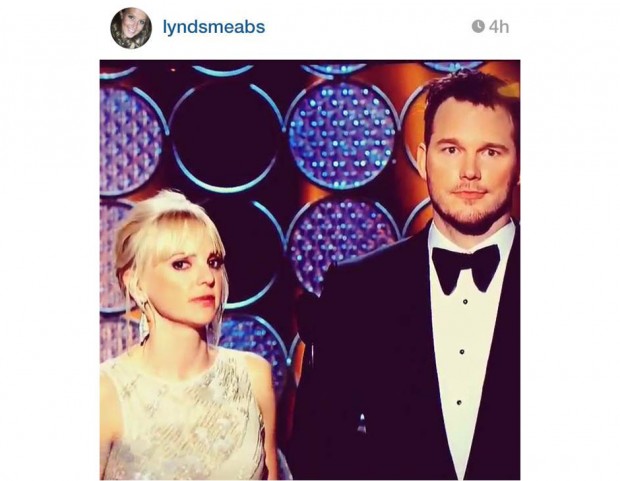 Anna Faris Chris Pratt Golden Globes 2015