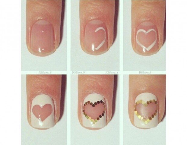 Cuore per la manicure step by step
