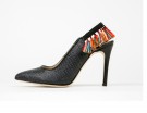 Decolletè sling-back con frange multicolor