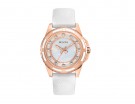 Orologio con cinturino in pelle, oro rosa e brillanti