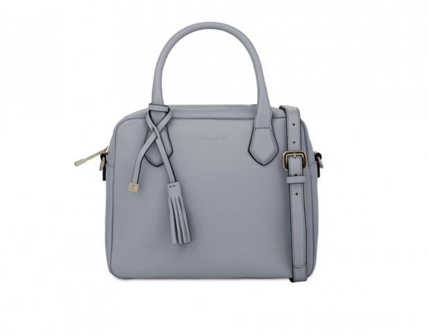 City bag in pelle con manici e tracolla