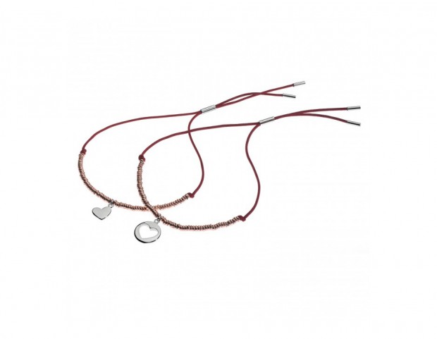 Bracciali in tessuto con ciondoli a cuore