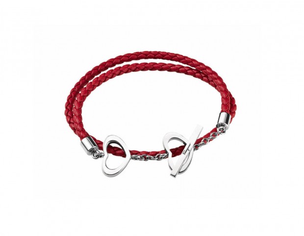 Braccaiale in pelle con charms a cuore