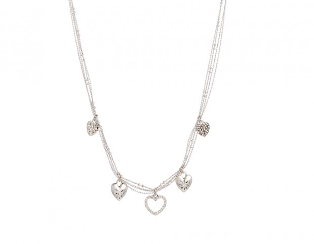 Collana in argento con ciondoli a cuore