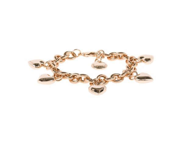 Bracciale dorato con ciondoli a cuore
