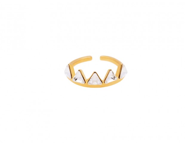Anello in bronzo bagnato in oro con cristalli di swarovski