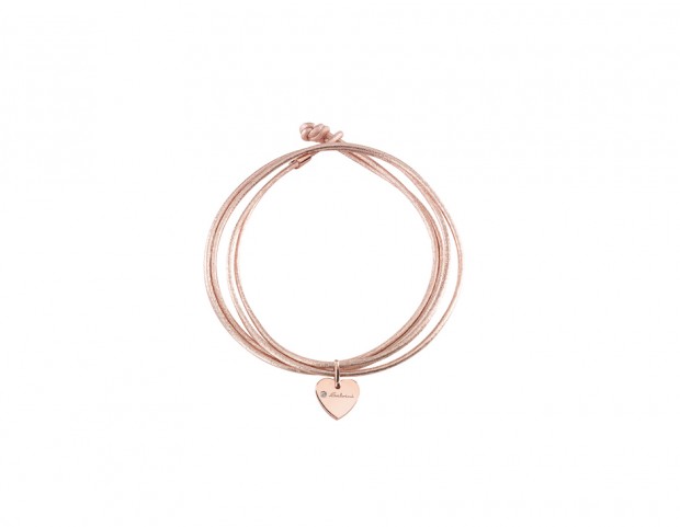 Bracciale MINIMAL FUN con cordino multigiro e charm cuore in oro rosa e diamante