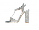 Sandali con tacco argentati glitter