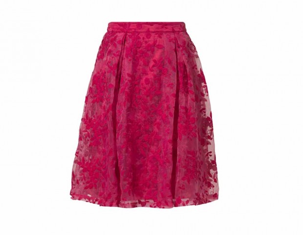 Gonna midi in tulle e pizzo color ciliegia
