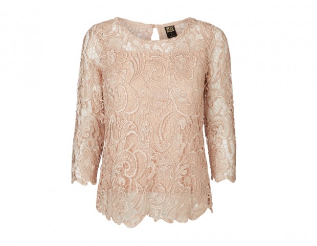 Maglia in pizzo color cipria