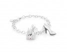 Bracciale in argento 925 e charms a forma di castello e scarpetta
