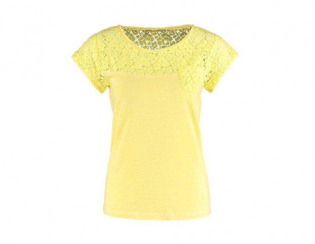 T-shirt con scollo in pizzo