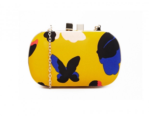 Clutch rigida con stampa farfalle