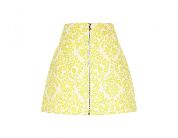 Gonna jacquard ad A con zip centrale