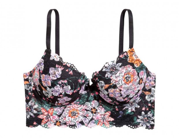 Bralet push up in pizzo multicolor floreale