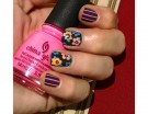 Base nera con fiori multi colore
