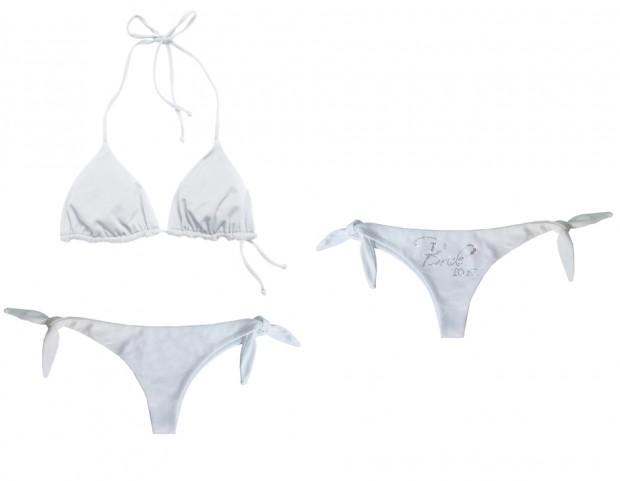 Bikini total white con scritta