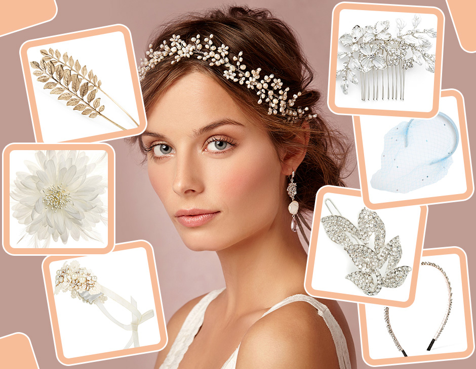 Accessorio per capelli da sposa con tripla fascia di perle e strass a petalo per donna - Italia