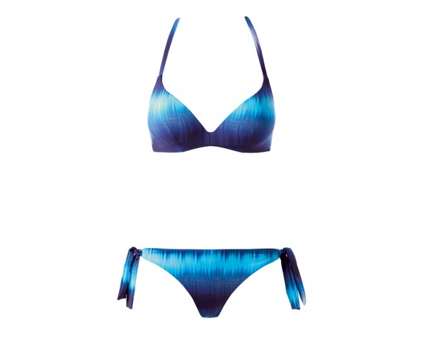 A triangolo preformato e slip con lacci a fantasia tie-dye