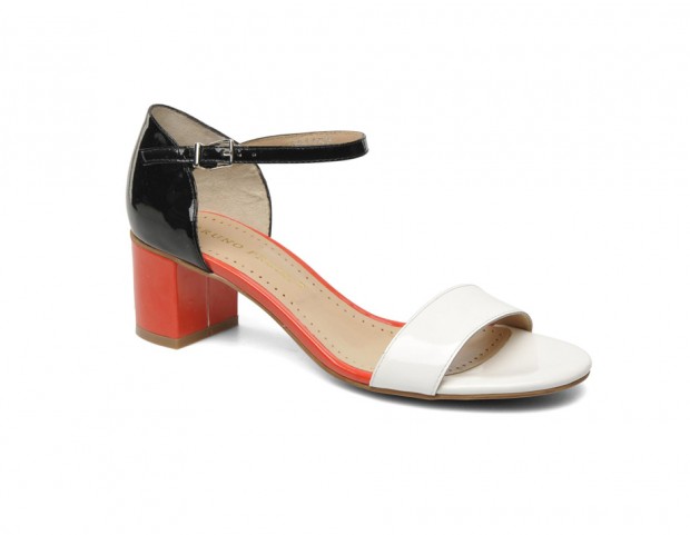 A tacco midi in pelle color-block