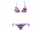Top a triangolo e slip con laccetti a righe multicolor