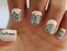 Gatto Pusheen per la manicure con base rosa