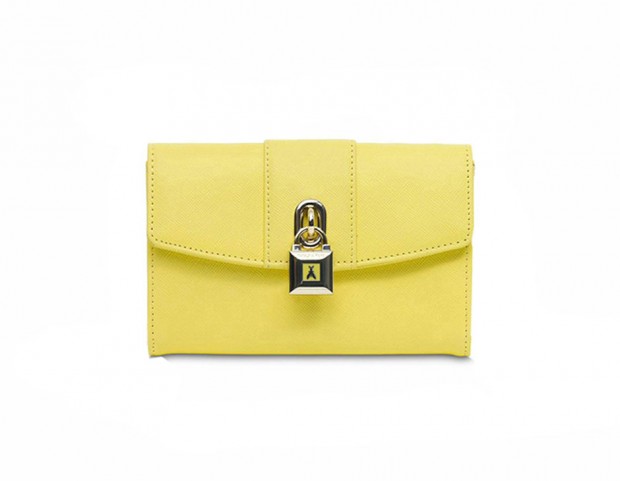 Mini pochette in pelle con tracolla a catena