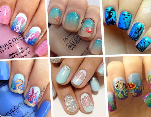 Unghie: le nail art estive a tema marino da Pinterest